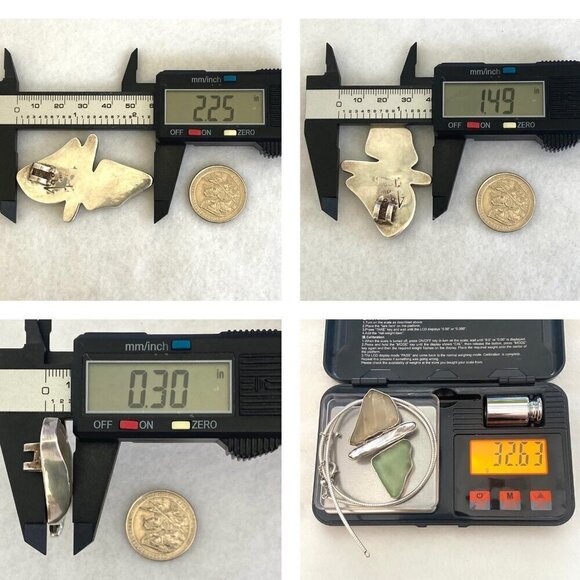 Sterling Silver 925 Beach Glass & Biwa Pearl Pendant Necklace 16"-18" Chain - Picture 11 of 16